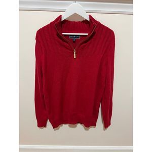 Karen Scott Women's S Red and Gold Zip Up Sweater